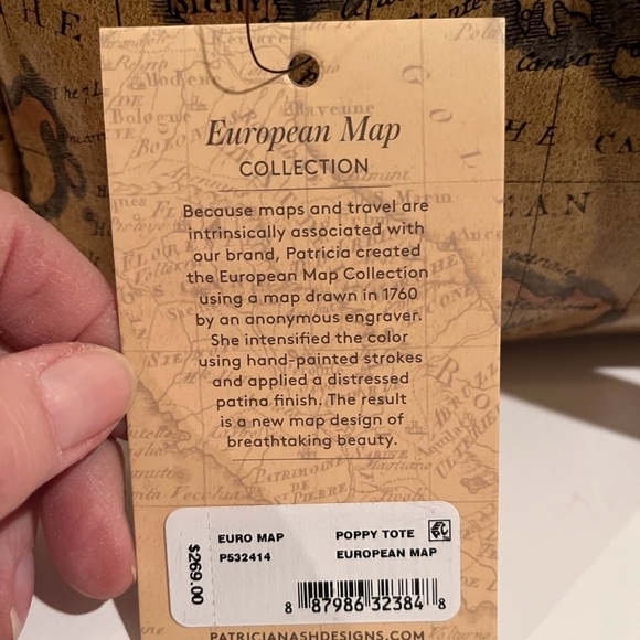 NWT Patricia Nash Leather European Map Collection Poppy Tote - Picture 13 of 15